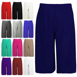 Trousers Womens Three Quarter 3/4 Capri Ladies Cropped Trousers Soft Waist Pants - Picture 1 of 36