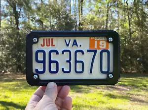 Virginia Motorrad Nummernschild # 963670 mit schwarzem Rahmen / ABGELAUFEN 3 Jahre - Bild 1 von 5