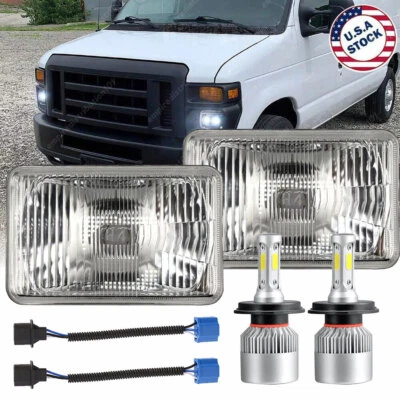 2pcs Fit Ford E-350 Super Duty 1999-2017 7x6" 5x7" LED Headlights HI-LO Beam DOT - Image 1 of 4