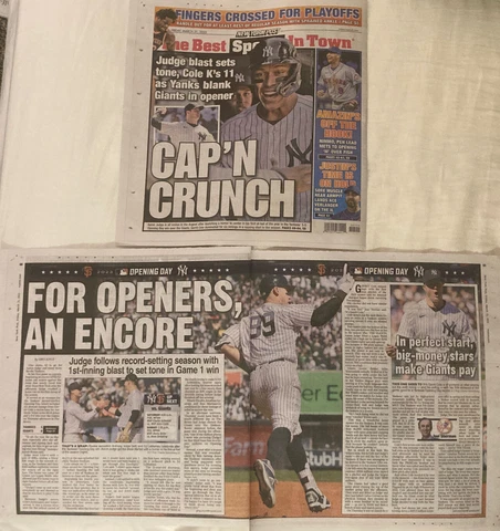 ⚾️⚾️3/31/23 MLB OPENING DAY -NY YANKEES- AARON JUDGE IMAGE/ARTICLE Cover