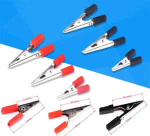 Alligator Crocodile Clips S/M/L Test Leads Electrical Clamp Insulated Black/Red - Picture 1 of 9
