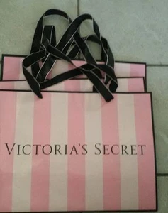 Lotto 3 borse shopping Victoria's Secret grandi 12" x 16" regalo righe rosa - Foto 1 di 1
