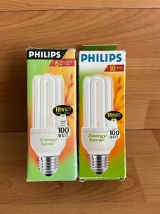 2 x Philips 18W /100W Low Energy E27 ES Screw Fit Energy Saving Bulbs - Picture 1 of 1