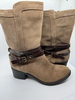 Botines de tacón alto de gamuza tostada Bandolino para mujer talla 6,5 Western Chunk Heal Foto 1 de 4