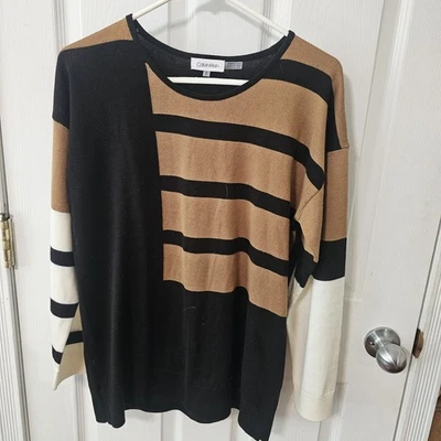 Suéter Jeans Calvin Klein Talla Med Marrón Negro Marfil Geométrico Dinero Antiguo Clásico  Foto 1 de 4