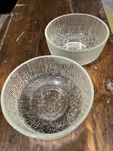 Two 2.5 X 5” Vintage Indiana Glass Clear Textured Glass Bowls. - Picture 1 of 3