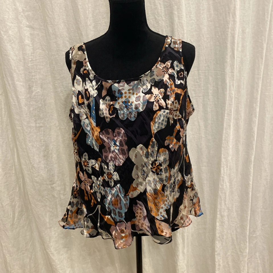 Camiseta sin mangas Kay Unger floral para mujer, mezcla de seda, talla 16 Foto 1 de 4