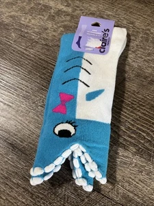 Claire’s shark crew socks blue pink bow Nwt Halloween - Picture 1 of 3
