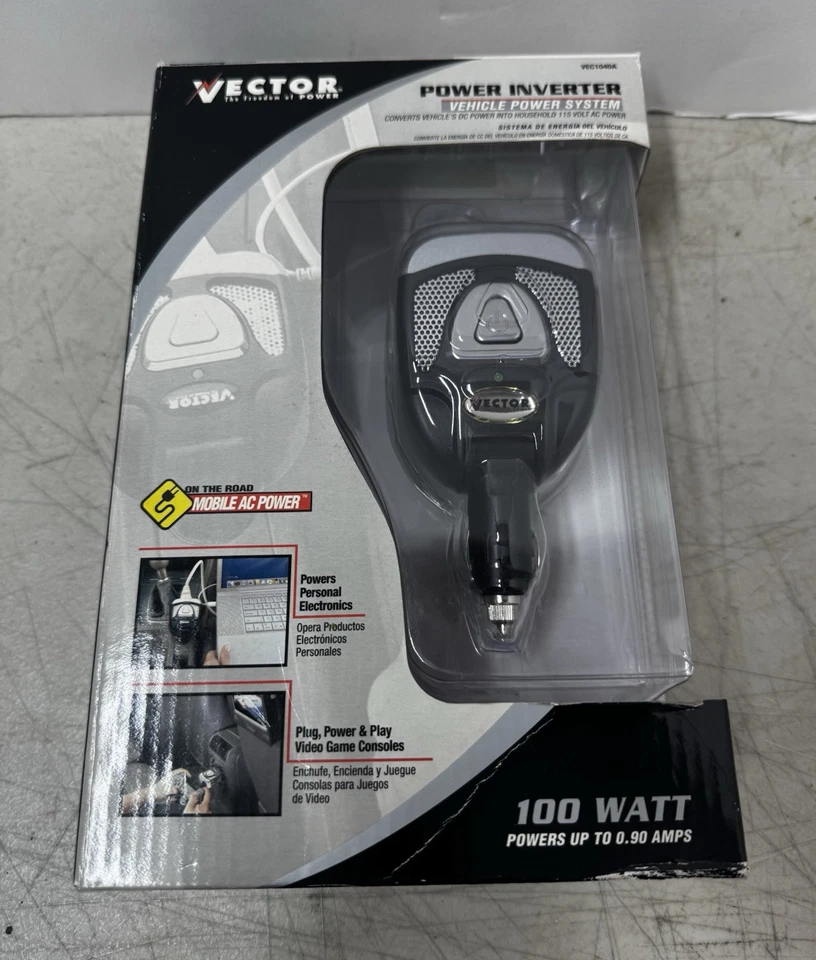 Vector VEC1040A 100W 12v DC to 110v AC 100W Power Inverter Car Adapter NOS - Image 1 of 4