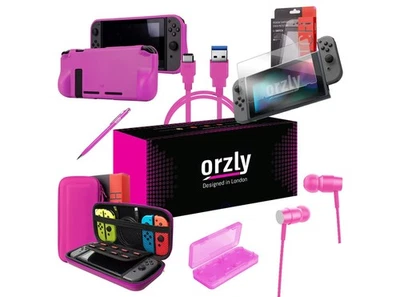 Essential Pack per Switch Custodia Vetri Grip Case Porta Cartucce Cuffie ROSA - Immagine 1 di 3