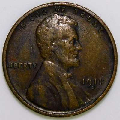 1911-D Lincoln Wheat Cent  VF k021 - Image 1 of 2