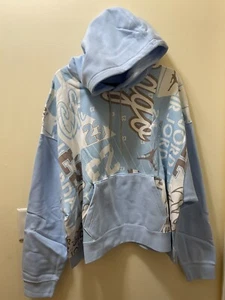 Jordan Hoodie Women Size 2X Blue Fleece Allover Printed Pullover DD9297-438 S215 - Picture 1 of 9