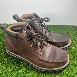 Skechers Herren Stiefel Braun Leder Relaxed Fit Memory Foam Schnürung Größe 8 - Bild 1 von 8