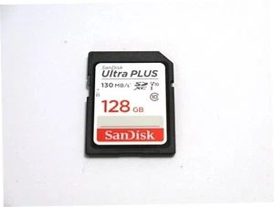 Near Mint SanDisk 128GB Ultra PLUS 130MB/s SDHC Card Class 10 w/Case - Picture 1 of 3