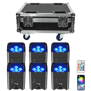6X Rechargeable 108W LED Par Lights WiFi /App RGBWA+UV w/Case DJ Stage Lighting - Picture 1 of 22