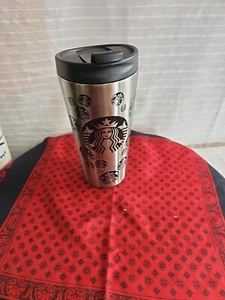 Starbucks Stainless Steel Mermaid Siren Logo Circles Travel Tumbler 16oz 2014 - Bild 1 von 4