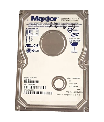 Maxtor Diamondmax plus 9 6Y080P0 80GB 7200 RPM IDE 3.5"  Hard Drive - Image 1 of 3