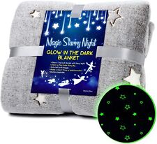 Glow in The Dark Throw Blanket - Super Soft Fuzzy Plush Fleece - Grey 50"X 60"