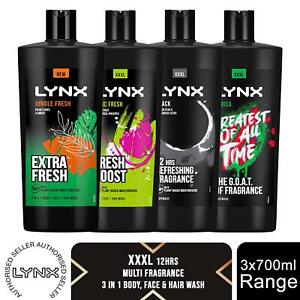 Lynx Shower Gel 12H Refreshing Fragrance with 100% Moisturisers 700ml, 3 Pack
