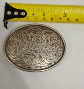 Oval Engraved Silver Belt Buckle - Picture 1 of 3