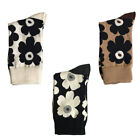 3 Pairs Girls Cotton Socks New Year Gift Vintage Flower Coffee Keep Warm