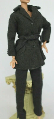 CEO Power Business Suit Barbie Outfit Jacket Coat Pants Grey Wool fit FR MTM TNT - Image 1 of 4