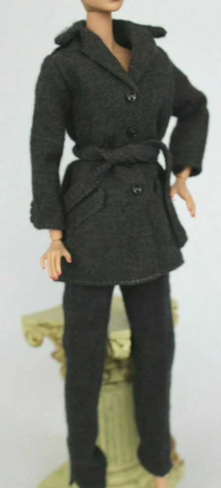 CEO Power Business Suit Barbie Outfit Jacket Coat Pants Grey Wool fit FR MTM TNT - Image 1 of 4