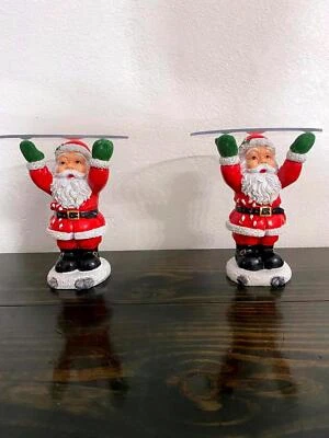 Estatuillas de Papá Noel vintage con bandejas para servir Foto 1 de 4