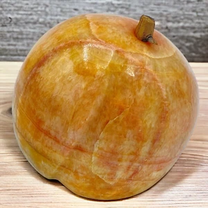 Piedra de alabastro italiana tallada de colección mármol fruta tallo melocotón pesado 3" decoración - Imagen 1 de 8
