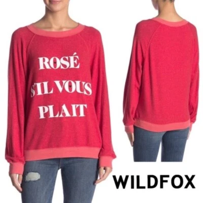 Wildfox Women's Small Red Sweater ROSÉ S'IL VOUS PLAIT (Rosé Please) Pull-On - Image 1 of 2