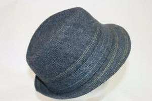 BCBGMAXAZRIA Hat Charcoal Gray Wool Yellow Stitch Fedora Trilby Unisex One Size - Picture 1 of 11