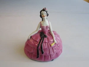 Vintage Porzellan Puder Schmuckdose Viktorianische Dame Kommode Box - Bild 1 von 6