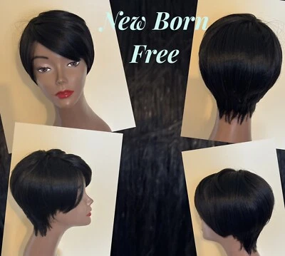 Linda Peluca Sintética Corta Por Recién Nacido Libre Negra Talla Promedio Limpio Usado en Excelente Condición 10-4 Foto 1 de 4