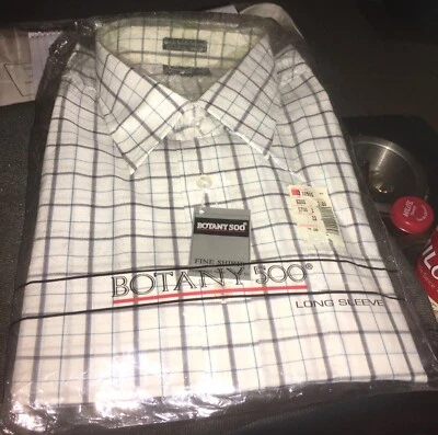 Botany 500 длинным рукавом белый w/серый/синий полоски рубашка размер 17,5 34/35 мужской новый - Изображение 1 из 4