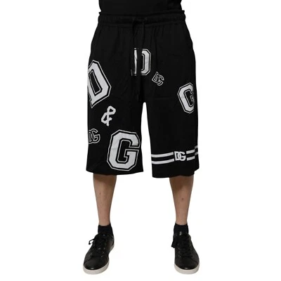 DOLCE & GABBANA Pantalones Cortos Negro Logo Algodón Bermudas Sudaderas IT54/W40/XL 830usd Foto 1 de 4