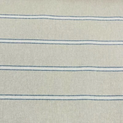 FOY & CO INTERIORS French Linen Double Stripe Fabric in Blue Double Width 280cm | Curtains Blinds