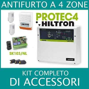 ANTIFURTO BOX CASA  KIT HILTRON PROTEC4  SIRENA 3 CHIAVI 2 IR 3 ZONE + 24H - Foto 1 di 2