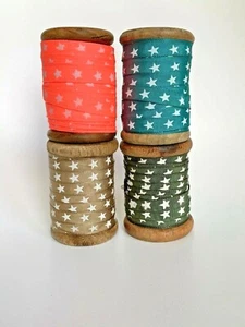 1M dänischer Vintage-Stil Stern bedruckt Band Borte Puppe Bär Geschenk Halstuch Nähen  - Bild 1 von 2