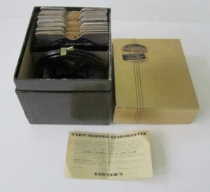 Rare 1939 Blue Speckled View-Master Model A Viewer with 25 Reels in Library Box - Picture 1 of 6