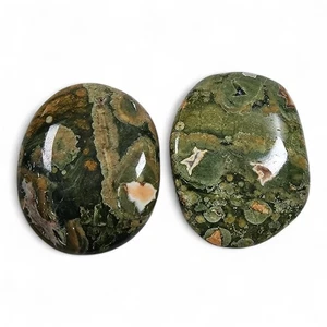 Rainforest Jasper Polished Smooth Stones Brazil 51.2 grams. 2 Piece Lot - Picture 1 of 2