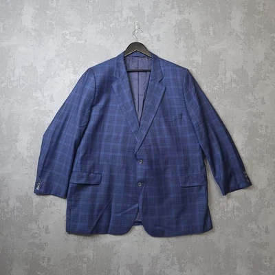 Jack Victor Blazer Men's 54R Blue 100% Wool Checkered Notch Lapel Sport Jacket - image 1 of 4