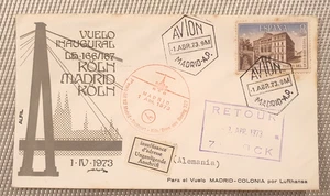 Spain, Espana, FDC 1973 - Luftansa - 1st Fligh KOLN -MADRID- KOLN - Picture 1 of 1