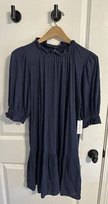 Бутик богемное миди темно-синий платье падение талии размер с карманами бархата XS новый с Ярлыками - Изображение 1 из 4