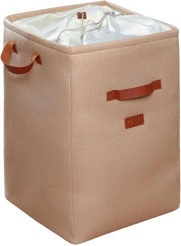 LAUNDRY BASKET CLOTHES HAMPER- 70L LARGE LAUNDRY HAMPER, COTTON COLLAPSIBLE BAG - Image 1 of 4