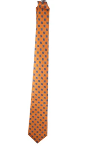 KITON Carrot Orange & Blue Geometric Print Silk Twill Pointed Men's Neck Tie - Picture 1 of 7