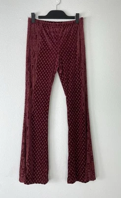 Free People Pull-On Velvet Burnout Flare Pants Sheer With Built In Shorts XS - Image 1 of 4