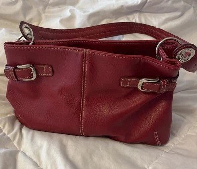 Tommy Hilfiger Pequeño Bolso de Mano de Cuero Rojo Asa Superior Cierre Magnético Foto 1 de 4
