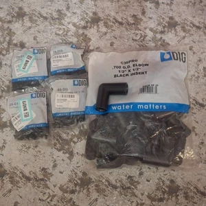 DIG C36PRO 1/2" x 1/2" Elbow w/ DIG 25-015 Barb Fitting Reducers 1/4" x 1/8" Lot - Picture 1 of 6