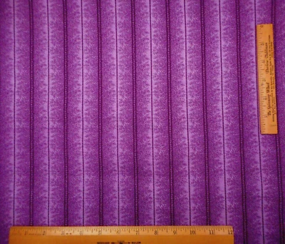 Quilt Fabric 7/8 Yard Dark Purple Floral Leaves & Dots on Purple Cotton Vtg - Image 1 of 2