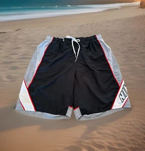 Nike Vtg 90s Y2K Board Swim Trunks Shorts Black Red Spellout Logo Men’s XL - Picture 1 of 10